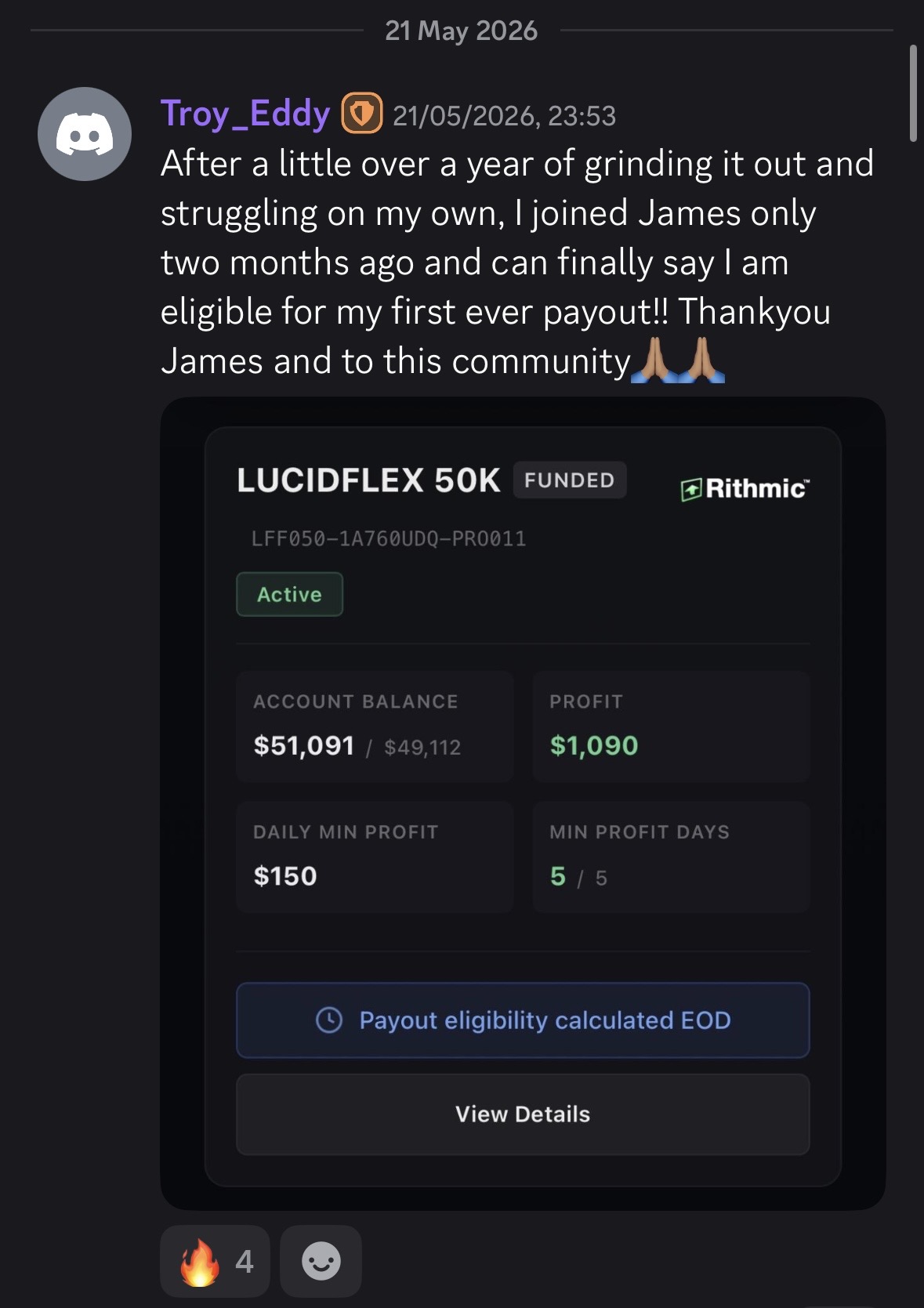 Student payout and testimonial screenshot 7