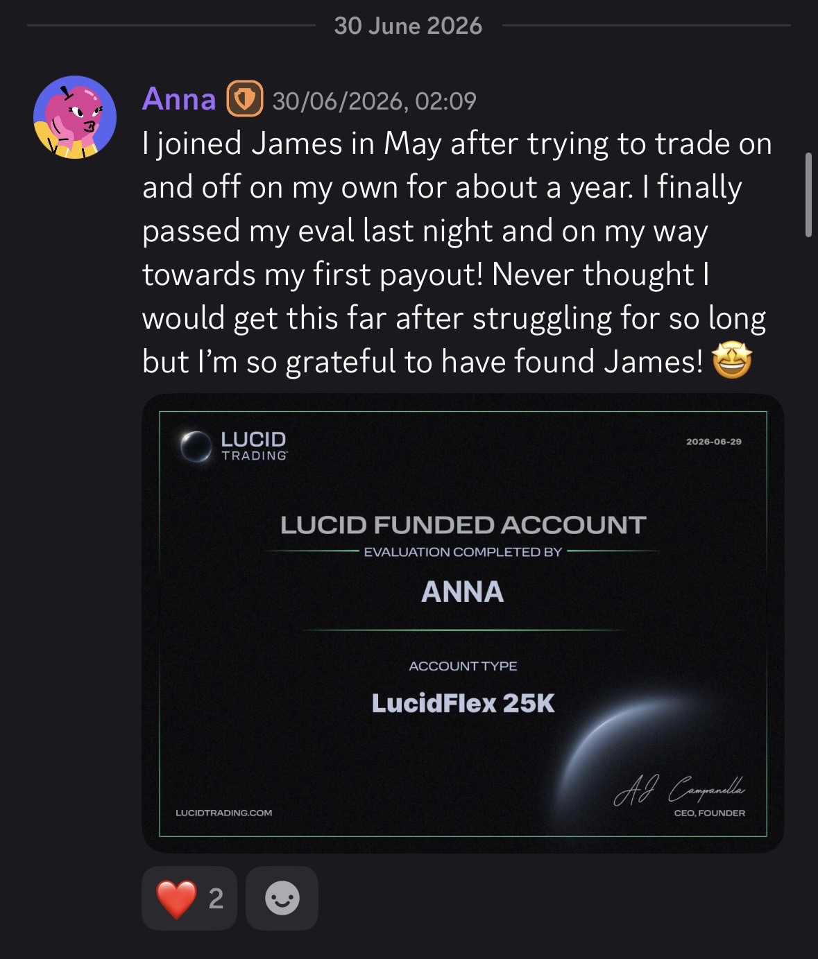 Student payout and testimonial screenshot 6