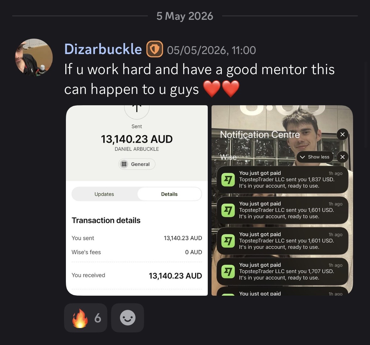 Student payout and testimonial screenshot 8